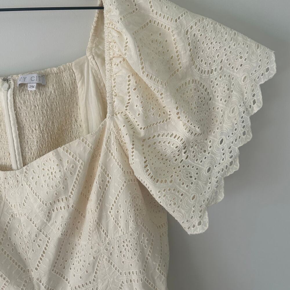 Ivy City Co Cream Eyelet Midi Dress - Picture 4 of 6